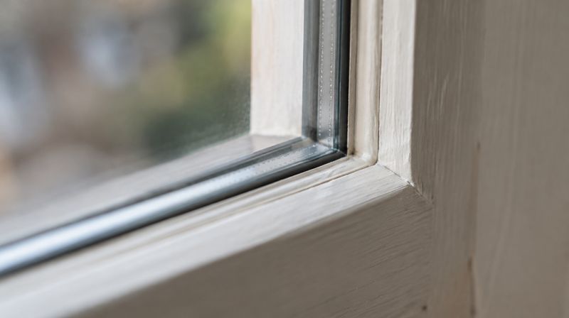 A very slim double glazed unit set into the shallow rebate of a timber sash window